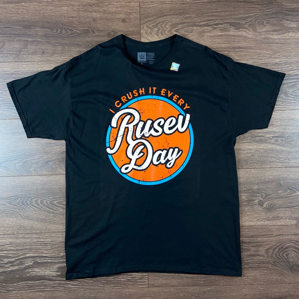 Wwe Authentic I Crush It Rusev Day Mens Black Wrestling Entertainment Shirt Xl